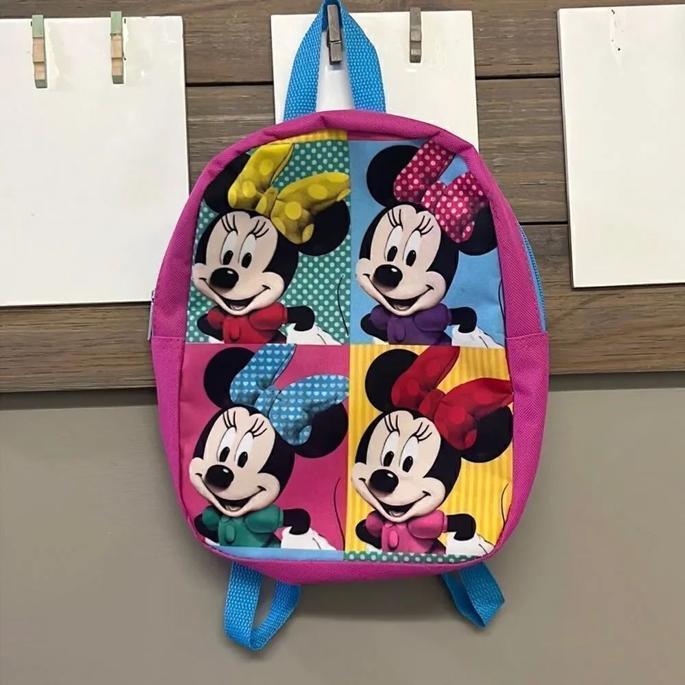 Disney Minnie Mouse Pink/Blue Mini Adjustable Backpack with 2 Paperback books